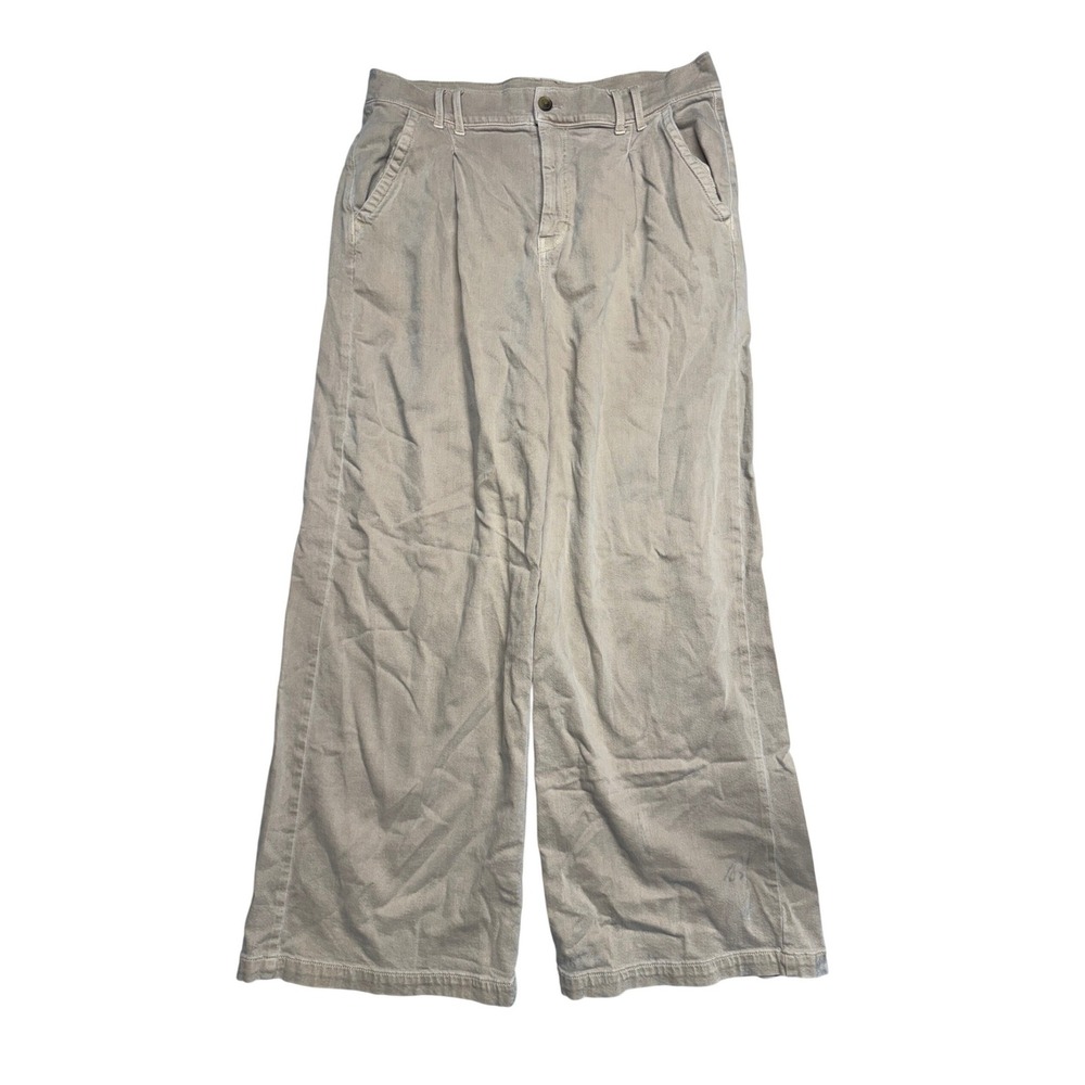 American Eagle Super High-Rise Wide Leg Khaki Pants Tan Size 14 Regular Stretch